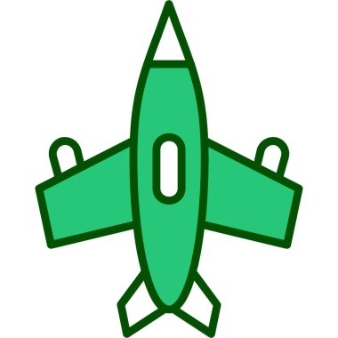 Beyaz zemin üzerinde yeşil bir uçağın vektör çizimi