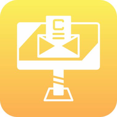 Zarf simgesi, vektör illüstrasyonlu bilgisayar monitörü