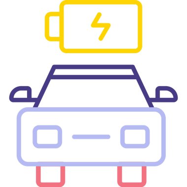 Elektrikli araba. Web simgesi basit illüstrasyon
