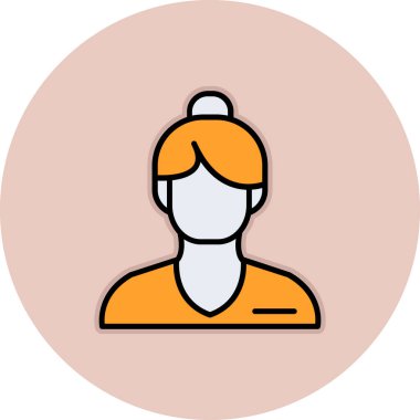 Yuvarlak ikonlu modern kadının vektör çizimi