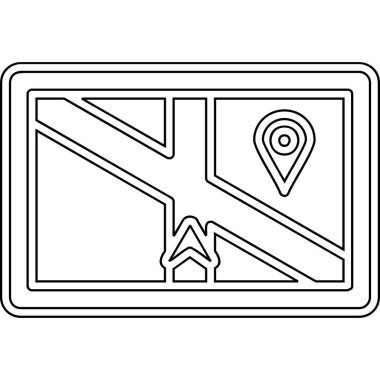 GPS ikonlu harita işaretleyici. Beyaz arkaplanda izole edilmiş web tasarımı için gps haritası navigasyon vektör simgesinin ana hatları