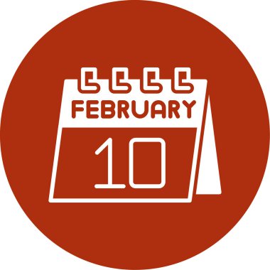 10 Şubat 'ta. Basit takvim ve takvim ayına sahip tek bir takvim simgesinde. Planlama. Düz stil. Web için vektör illüstrasyonu.