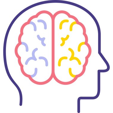 İnsan beyni ikonu. İnsan beyin vektör simgesi rengini izole et