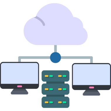 Veri merkezi vektör illüstrasyonlu bulut sunucusu