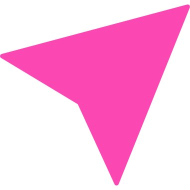 Ok ucu sol vektör simgesi. Tarzıdır kontur simgesini sembolü, pembe renkli, beyaz arka plan.