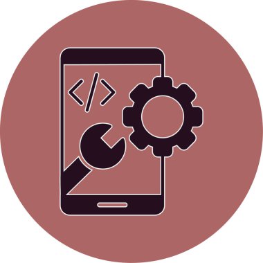 bir dişli simgesi, vektör illüstrasyonlu cep telefonu