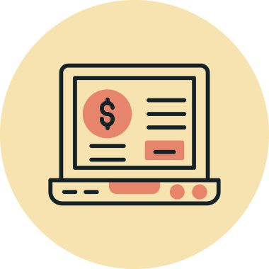 çevrimiçi ödeme düz simgesi, vektör illüstrasyonu