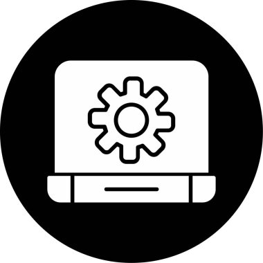 dizüstü bilgisayar ve dişli vektör simgesi