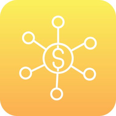 Sarı arkaplanda ağ simgesi olan dolar işareti