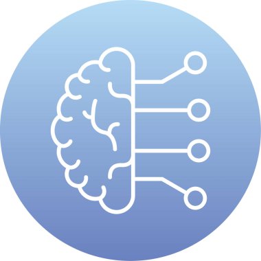 Yapay zeka ikonu mavi arka planda izole edilmiş son moda düz tasarım. yapay zeka ve teknoloji sembolü