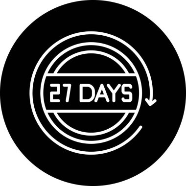 Soldaki simgeye 77 gün, çemberin arka planında siyah vektör işareti