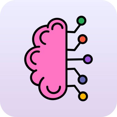 Beyaz arkaplanda izole edilmiş trend düz biçimli vektör beyin simgesi