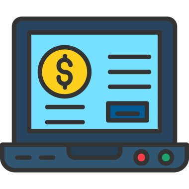 Dolar simgesi olan bilgisayar ekranı, basit vektör illüstrasyonu