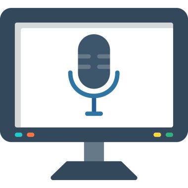 ekranlı mikrofon ve konuşma baloncukları simgesi