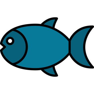 Mavi balık ikonu. Web için balık vektör simgelerinin özet çizimi