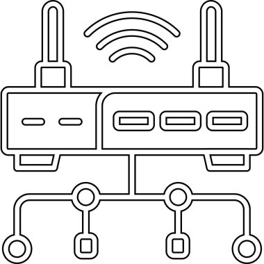 Bilgisayar donanım teknolojisi simgesi ana hat biçiminde