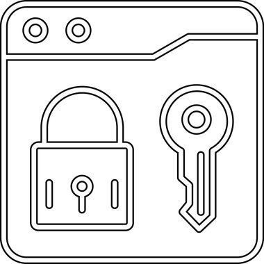 Güvenli asma kilit simgesi ana hat biçiminde