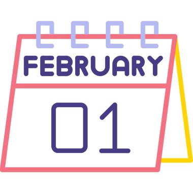 10 Şubat 'ta. Basit ve pembe takvimi olan tek bir ikon üzerinde. vektör.