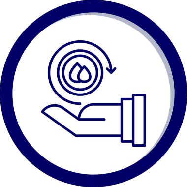 El ele tutuşan su damlası. Ağ için su damlası vektör simgesinin gösterimi.