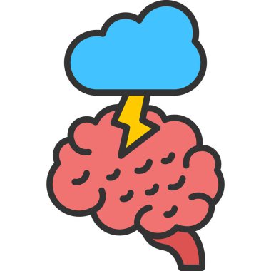 Beyin. Web simgesi basit illüstrasyon