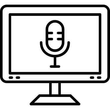 yayın mikrofon ikonu ana hatları vektörü. podcast. canlı yayın