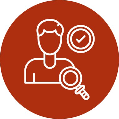 Adam avatarı bir dişli ve bir büyüteç, çizgi ikon vektör illüstrasyonu