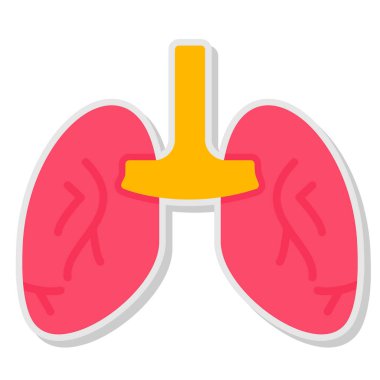 İnsan akciğerleri simgesi, düz stil