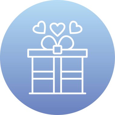 Kalp hediye vektör satırı simgesi