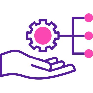 Dişli tekerlek simgesi ile el, vektör illüstrasyonu