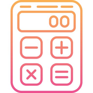 Hesap makinesi ikon vektörü. İnce çizgi işareti. İzole edilmiş kontür sembolü gösterimi