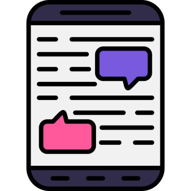 Akıllı telefon sohbet ikonu. Akıllı telefon sohbet vektör simgesi rengi düz izole