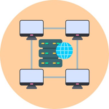 Sunucu simgesi, vektör illüstrasyonlu bilgisayar