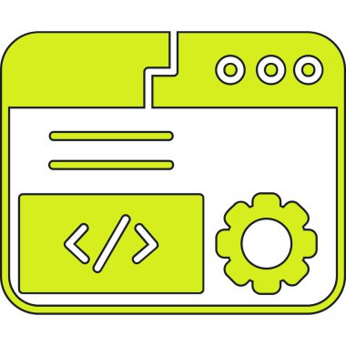 Kodlama geliştirme simgesi, basit illüstrasyon.