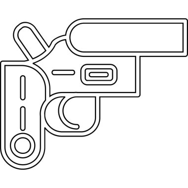 Silah ikonu. Beyaz üzerinde izole edilmiş web tasarımı için silah vektör simgesinin özet çizimi
