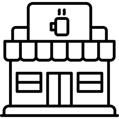 Kahve dükkanı ikonu, taslak tarzı