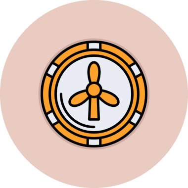 Denizin ortasında rüzgarlı bir direksiyon simidinin vektör simgesi