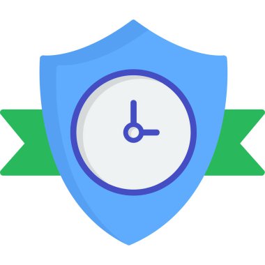 Saat ve kurdeleli kalkan simgesi