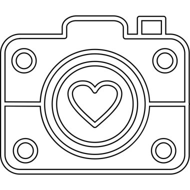 Kamera izole edilmiş vektör çizimine sahip kalp