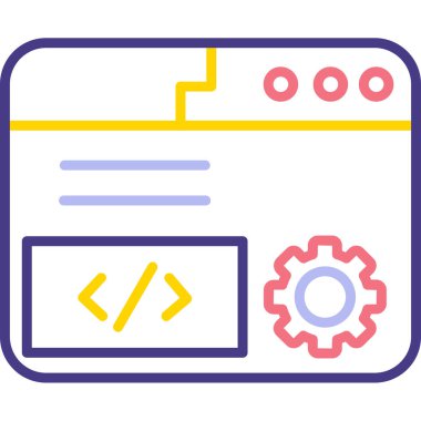 Kod renk ikonu vektörü programlanıyor. Programlama kodlama işareti. izole edilmiş sembol çizimi