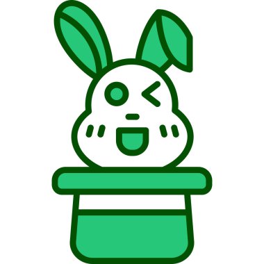 Yeşil arka plan vektörlü mutlu tavşan kafası