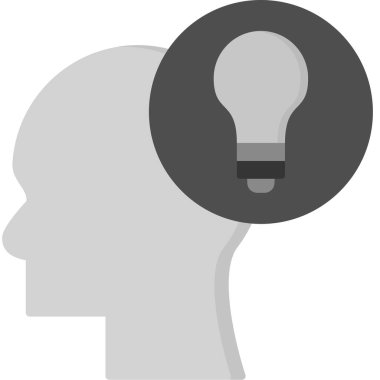 Beyin fikri zihin simgesi düz stilde