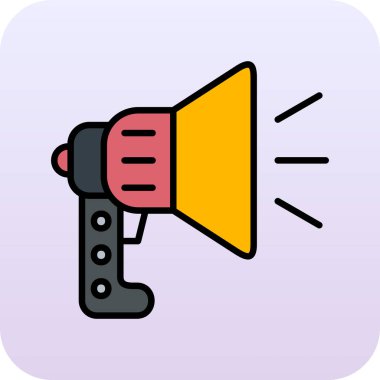 Megafon simgesi. Taslak megafon vektör simgesi rengi düz izole