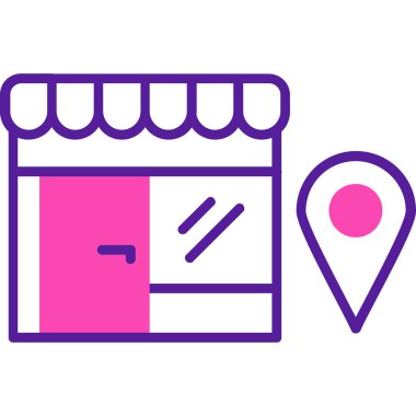 Harita konumu simgesi. Çizgi haritası konum vektör rengi düz izole