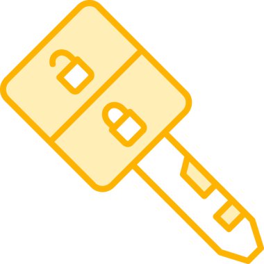 Çizgi film sarı kapı anahtarının vektör çizimi.