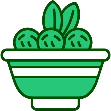 Yeşil bitkili kase, basit vektör çizimi