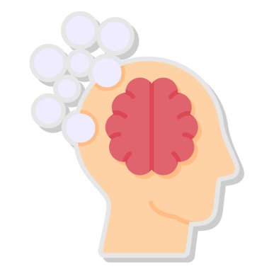 Eldeki beyin, resimleme, beyaz arkaplandaki vektör