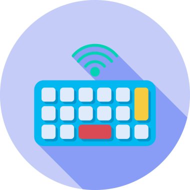 kablosuz klavye vektör simgesi. Beyaz arkaplanda izole edilmiş kablosuz tabelanın basit bir çizimi