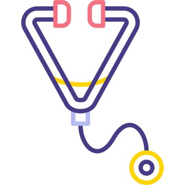 Tıbbi steteskop ikonu. Web için stetoskop vektör simgelerinin özet çizimi