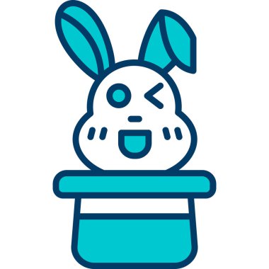 Yüz ifadesi ve kurdele vektör çizimi olan sevimli bir tavşan.