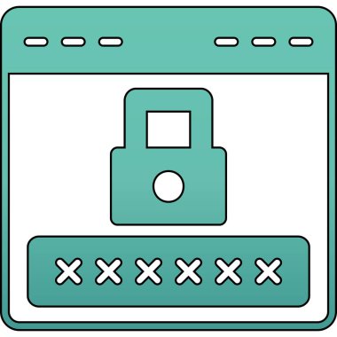 Şifre korumalı simge. beyaz arkaplanda izole edilmiş parola güvenli vektör rengi